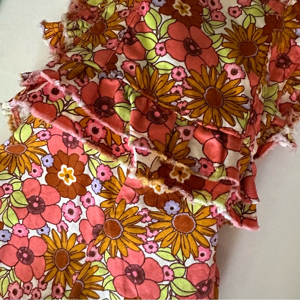 Wonder Nation Floral Overalls - Pink and Yellow - Picture 2 of 7